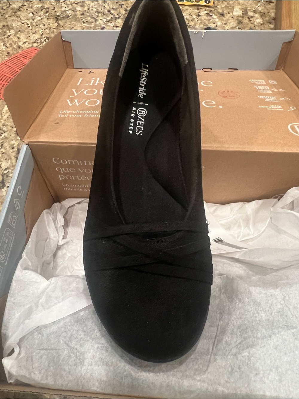 Bzees Black Suede Slip-On Comfort Wedge